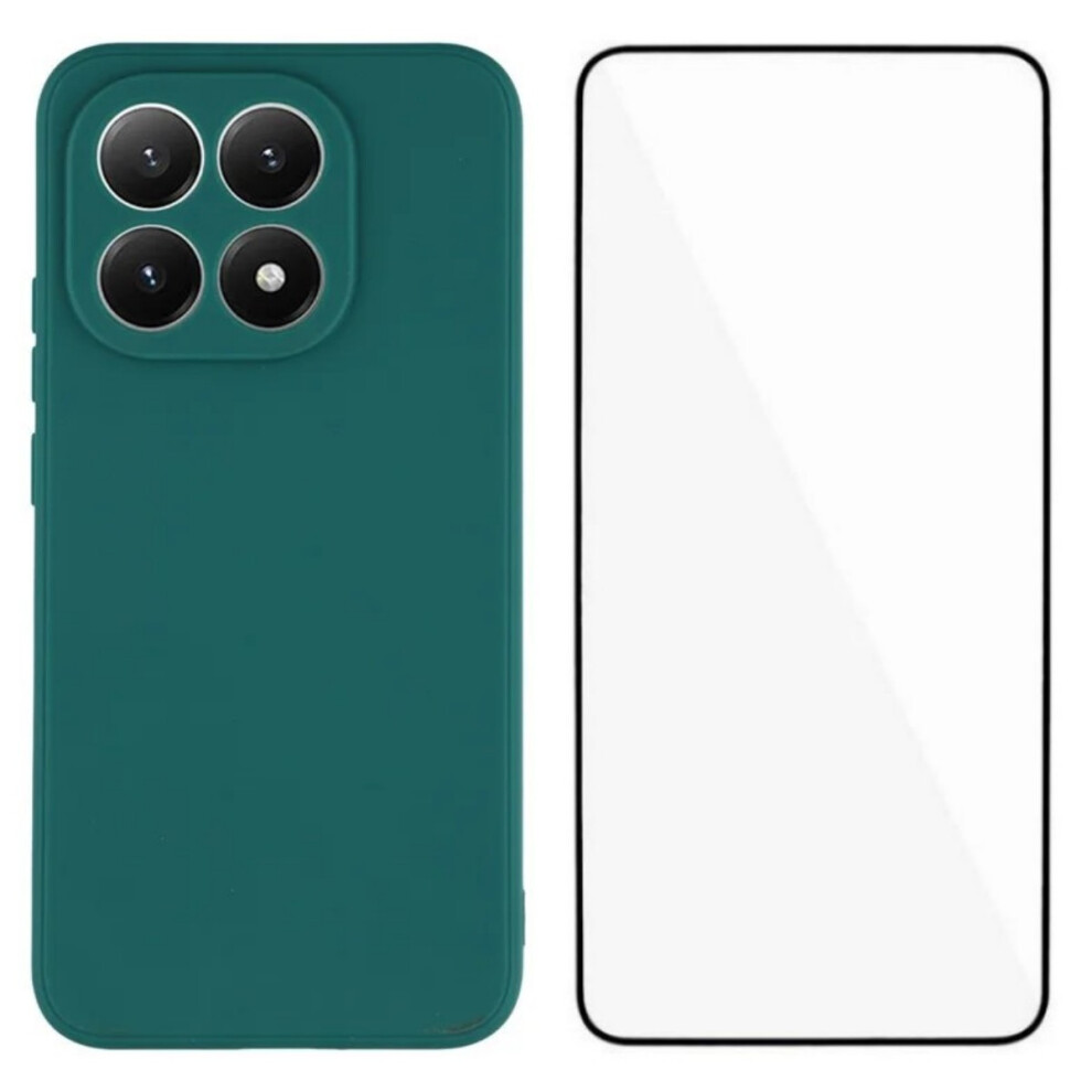 (Army ) Wanlonfeng For Xiaomi 15T Case Zb Series Precise Cutouts Straight Edge Tpu Phone Cover With Tempered Glass Film Green 6914295204149