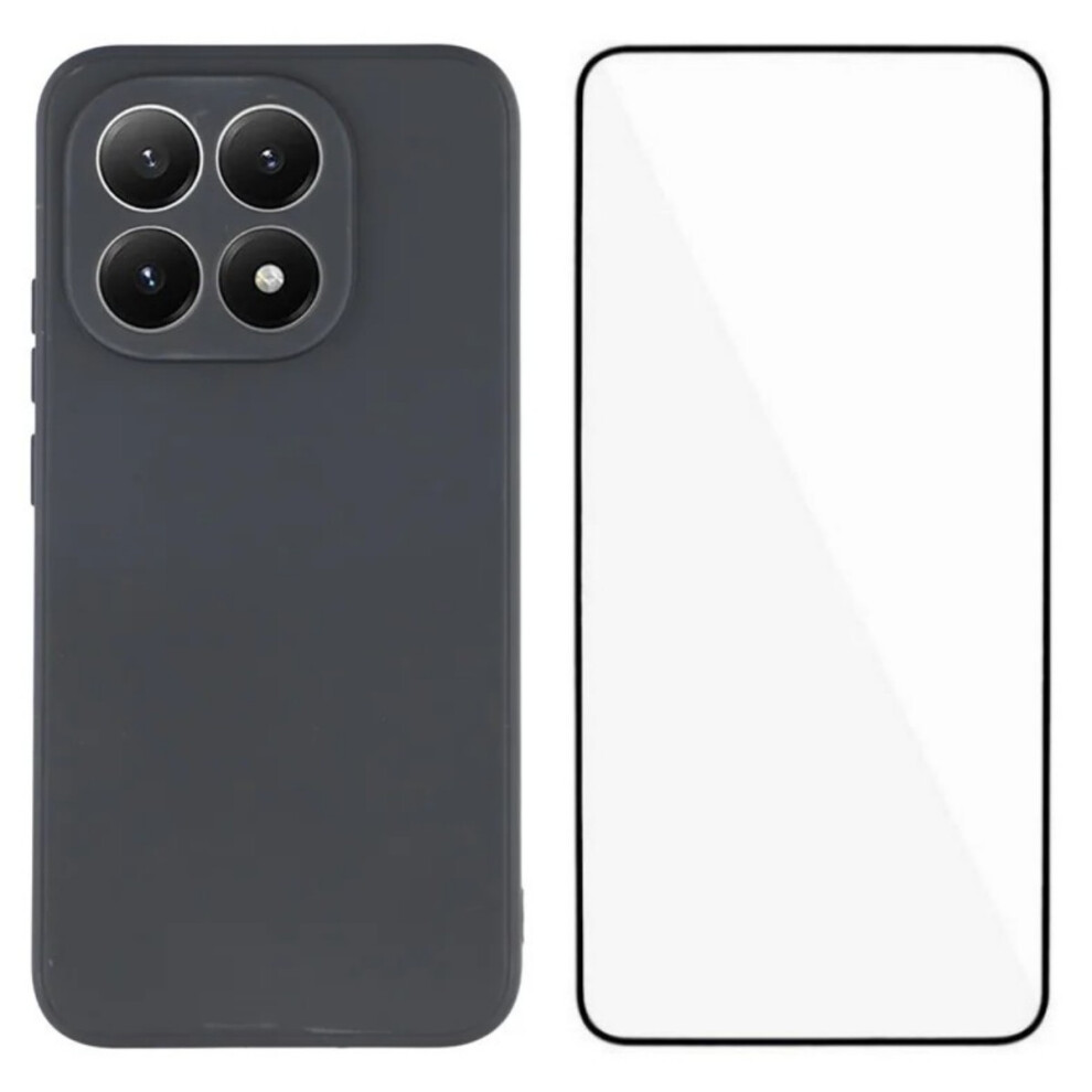 (Black) Wanlonfeng For Xiaomi 15T Case Zb Series Precise Cutouts Straight Edge Tpu Phone Cover With Tempered Glass Film Black 6914290530441