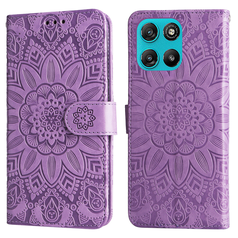 (Purple) For Motorola Moto G57 Power 5G / Motorola Moto G57 5G / Motorola Moto G67 Power 5G Case Sunflower Imprint Leather Wallet Purple 6914295840491