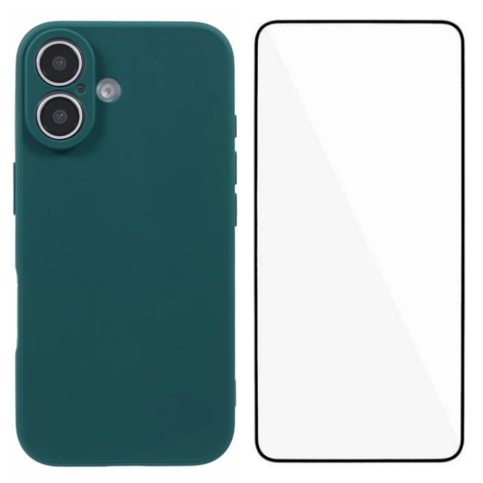 (Army ) Wanlonfeng For Iphone 17 Case Zb Series Precise Cutouts Straight Edge Tpu Phone Cover With Tempered Glass Film Green 6914296800692