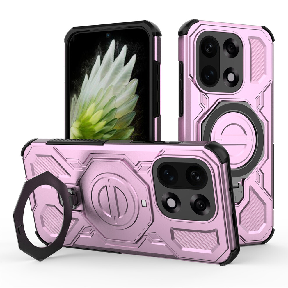(Pink) For Oneplus 15 5G Magnetic Case Rotating Metal Kickstand Shockproof Pc + Tpu Phone Back Cover Pink 6914290686551