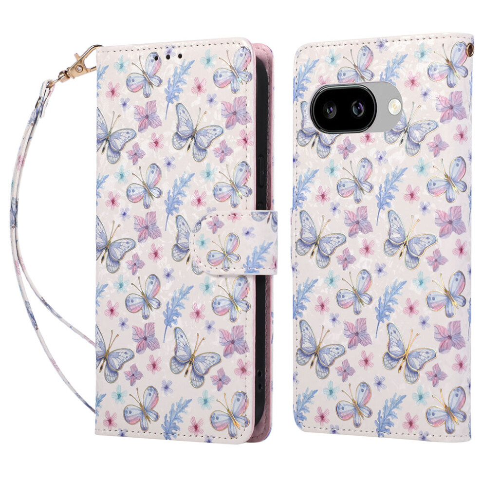 (Butterfly Flower) For Google Pixel 9A Case Rfid Blocking Flower Leather Phone Cover 6914298728970