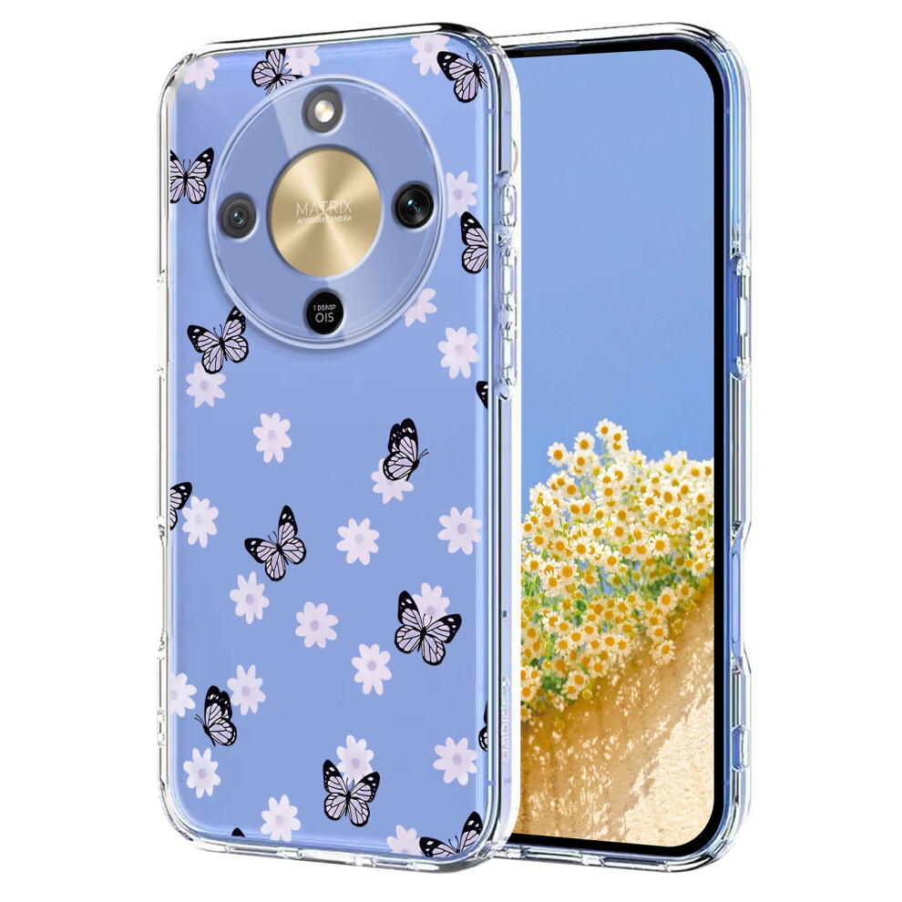 (Butterflies) For Honor Magic8 Lite 5G / X9d 5G / X70 5G Case Butterfly Floral Pattern Printing Tpu Phone Back Cover 6914291693244