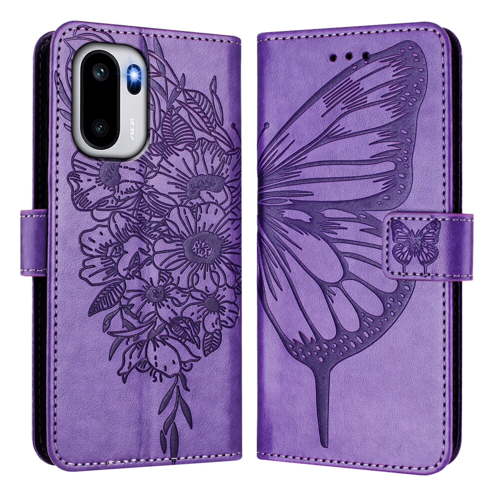 (Purple) For Oneplus 15R 5G / Ace 6T 5G / Ace 6 5G Wallet Case With Wrist Strap Butterfly Imprint Leather Phone Cover Purple 6914295359726