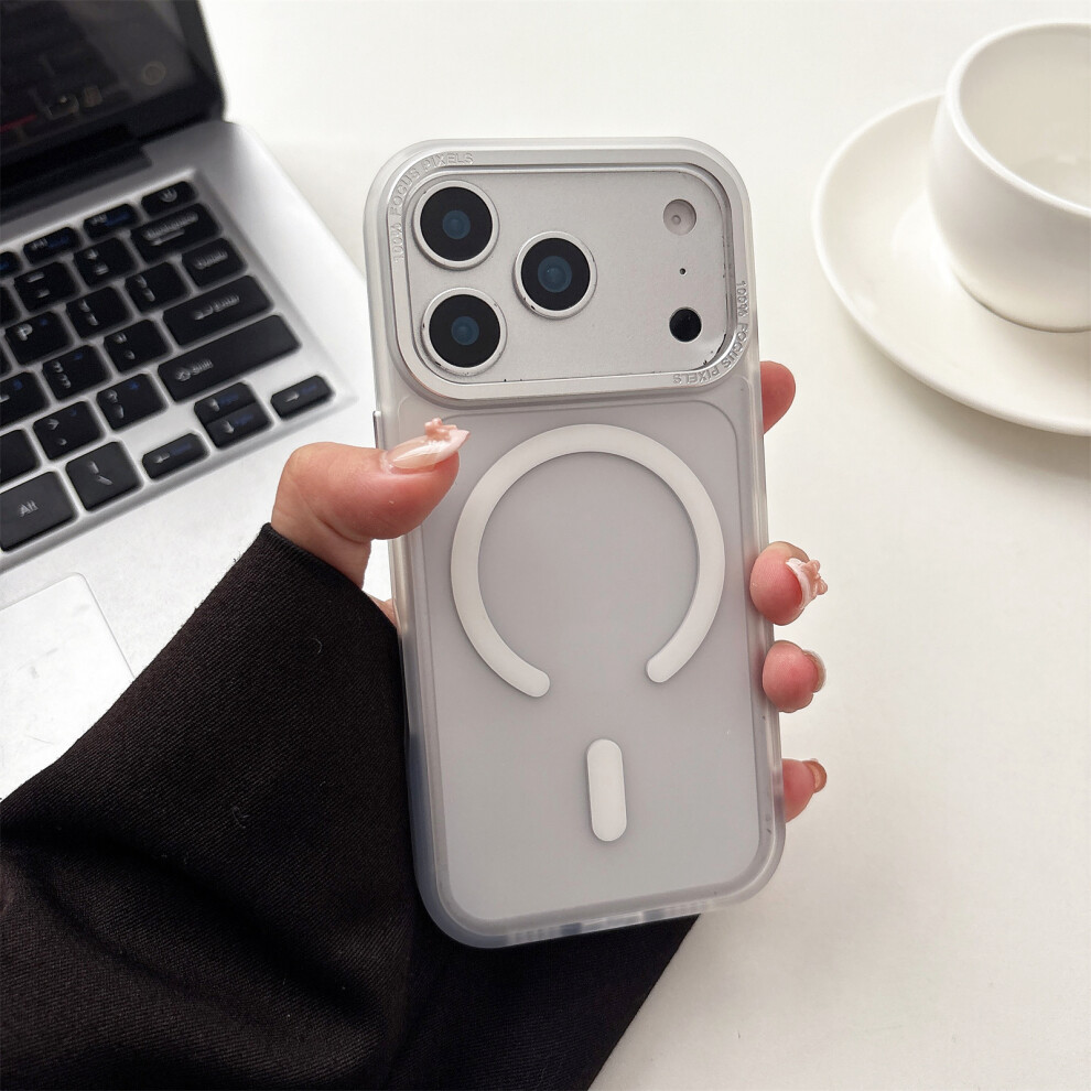 (White) For Iphone 17 Pro Case Compatible With Magsafe Metal Lens Frame Tpu Pc Phone Cover White 6914298148945