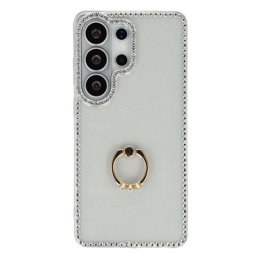(Glitter Transparent) For Samsung Galaxy S26 Ultra Case With Ring Kickstand Rhinestone Edge Tpu + Pc Imd Phone Cover 6914296462845