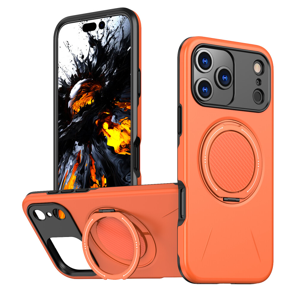 (Orange) For Iphone 17 Pro Case Compatible With Magsafe Tpu + Pc Back Cover With Rotating Kickstand Orange 6914291486686