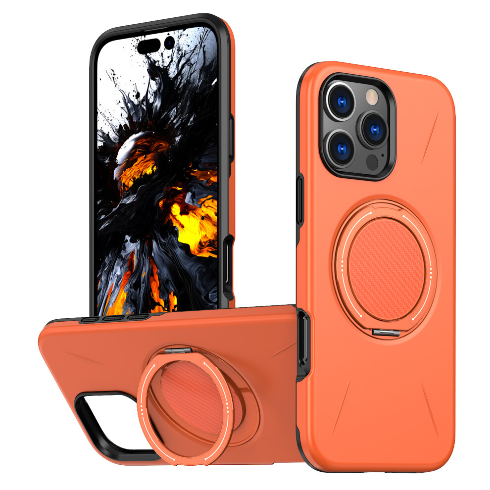 (Orange) For Iphone 15 Pro Case Compatible With Magsafe Tpu + Pc Back Cover With Rotating Kickstand Orange 6914291590390