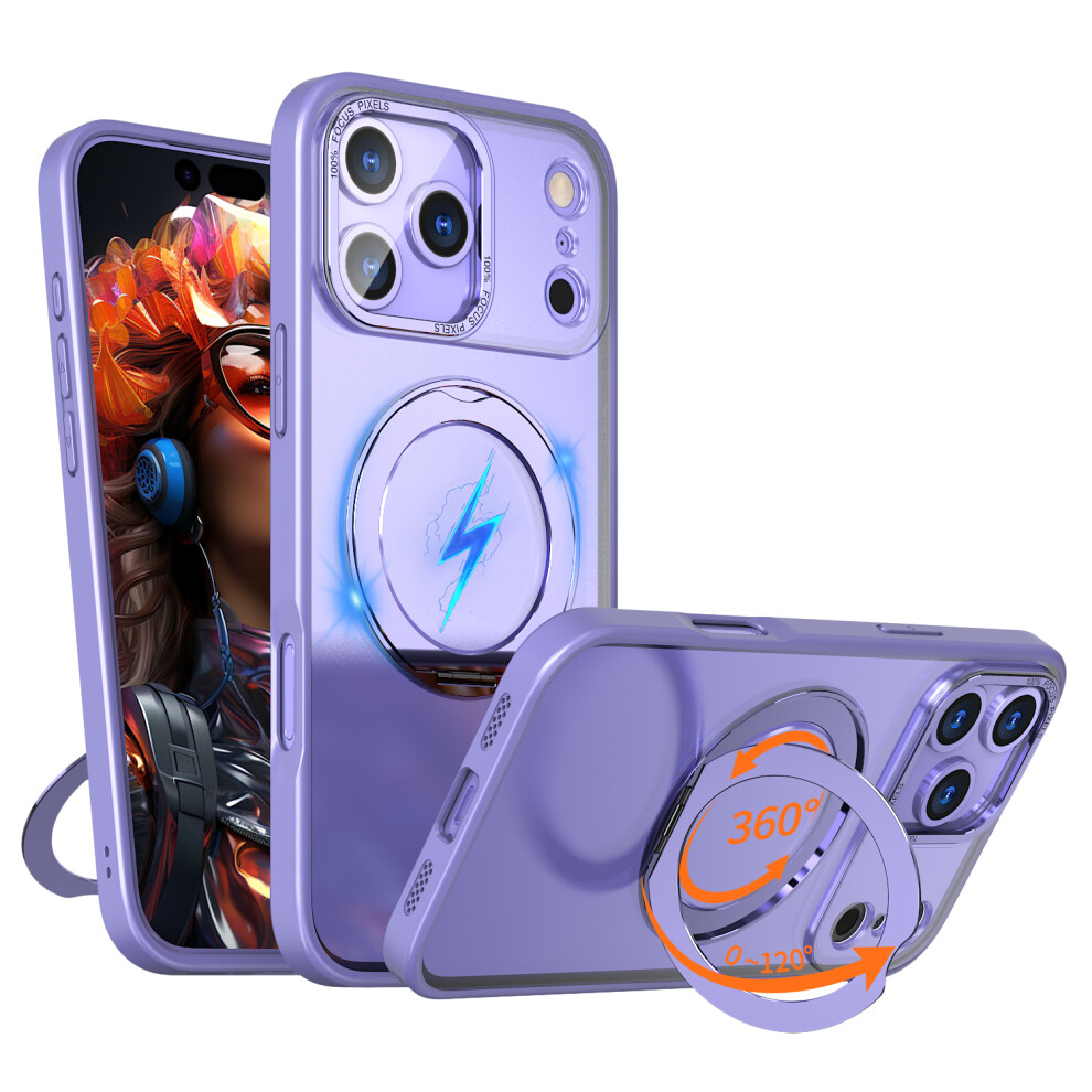 (Lilac ) For Iphone 17 Pro Case Compatible With Magsafe Skin-Touch Tpu + Pc Phone Cover With Rotating Kickstand Purple 6914298580240