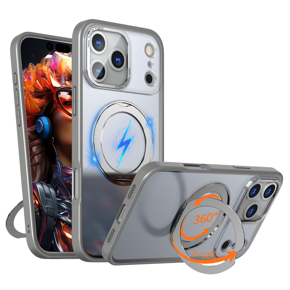 (Titanium ) For Iphone 17 Pro Case Compatible With Magsafe Skin-Touch Tpu + Pc Phone Cover With Rotating Kickstand Grey 6914295494427