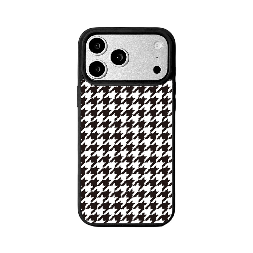 (Black White Houndstooth) Eycase For Iphone 17 Pro Magnetic Case Grid Series Black Edge Tpu + Acrylic Cover White,Black 6914299074090