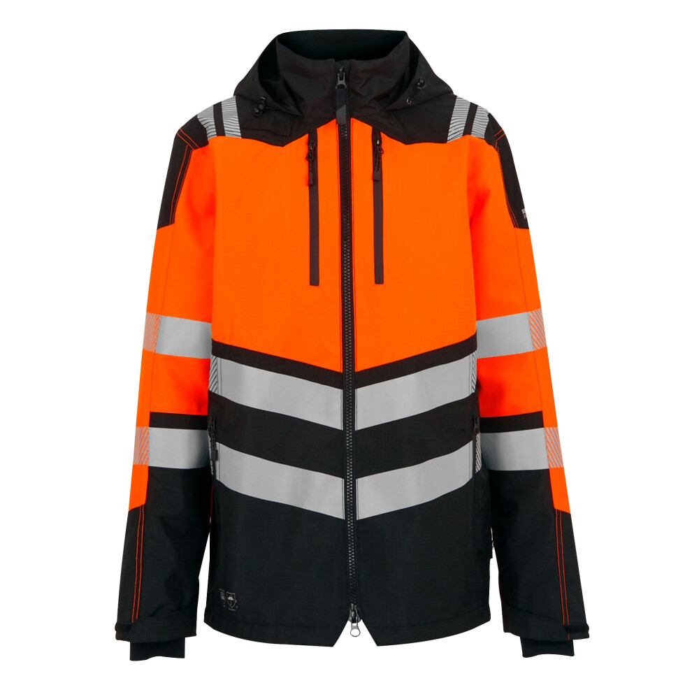 (S, Black/Orange) Regatta Professional Mens High-Vis Waterproof Jacket 5063703796118
