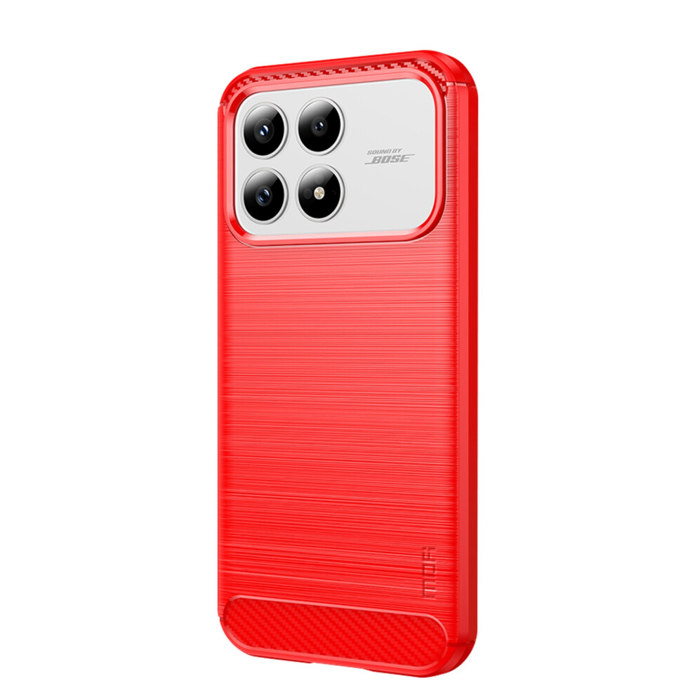 (Red) Mofi For Xiaomi Mi K90 5G Back Cover Brushed Texture Carbon Fiber Soft Tpu Case Red 6914296240436