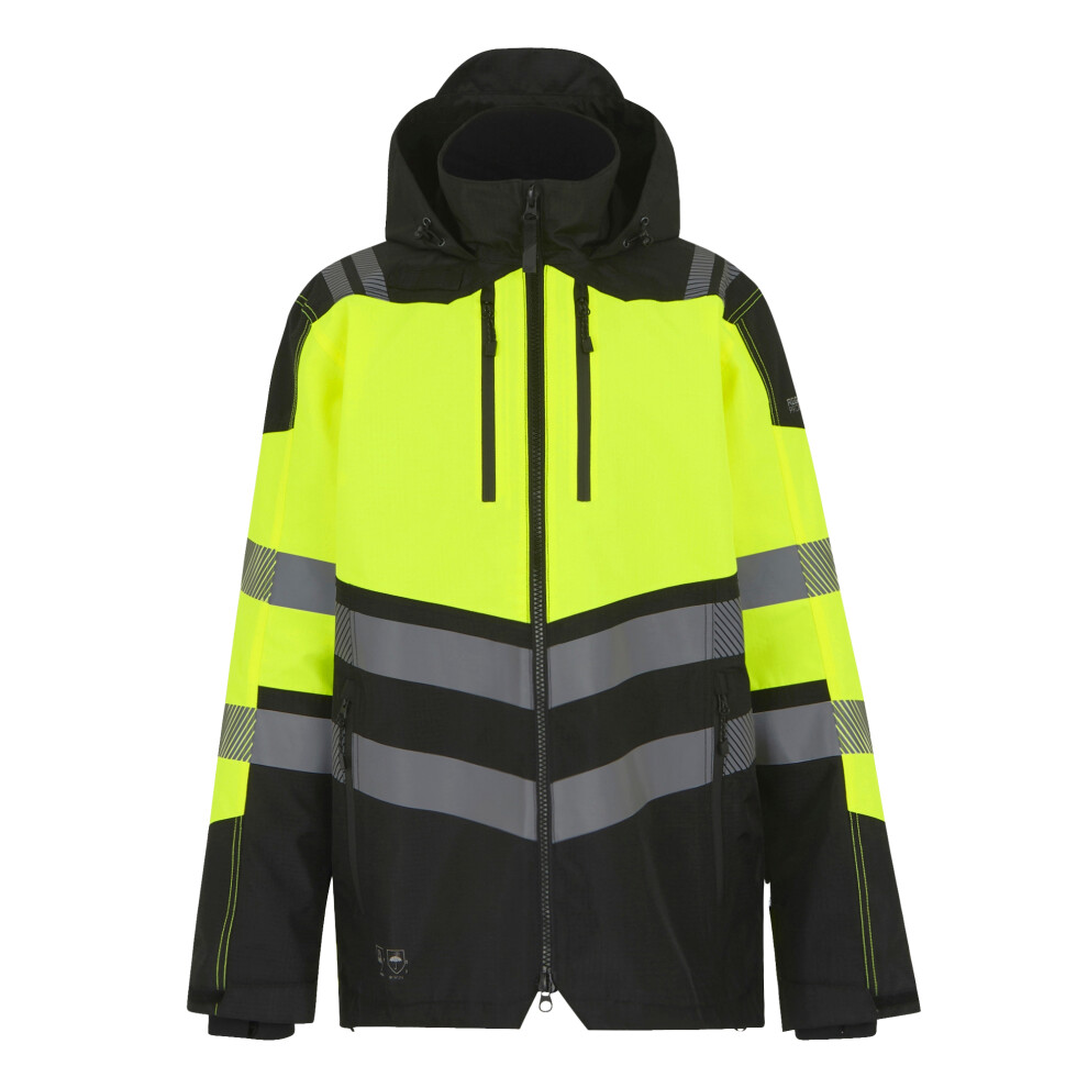 (M, Black/Yellow) Regatta Professional Mens High-Vis Waterproof Jacket 5063703796231