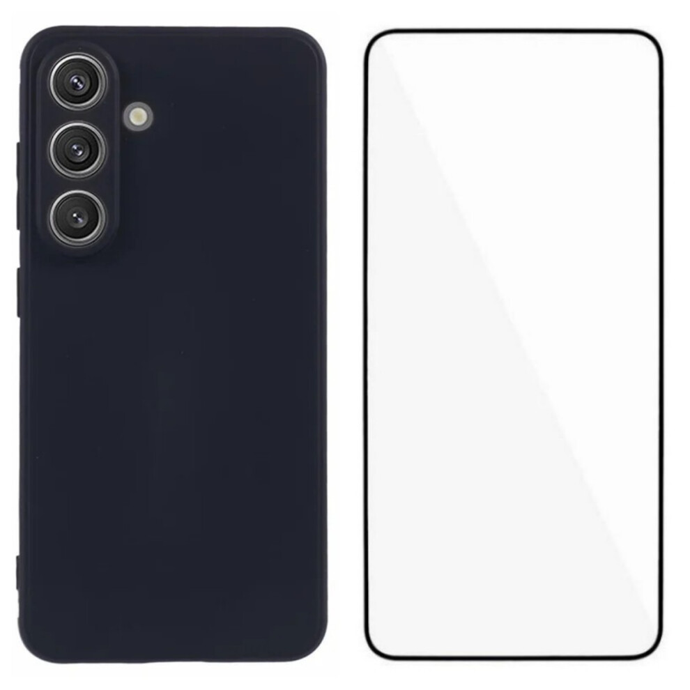 (Black) Wanlonfeng For Samsung Galaxy S25+ Case Zb Series Precise Cutouts Straight Edge Tpu Phone Cover With Tempered Glass Fil Black 6914291413507