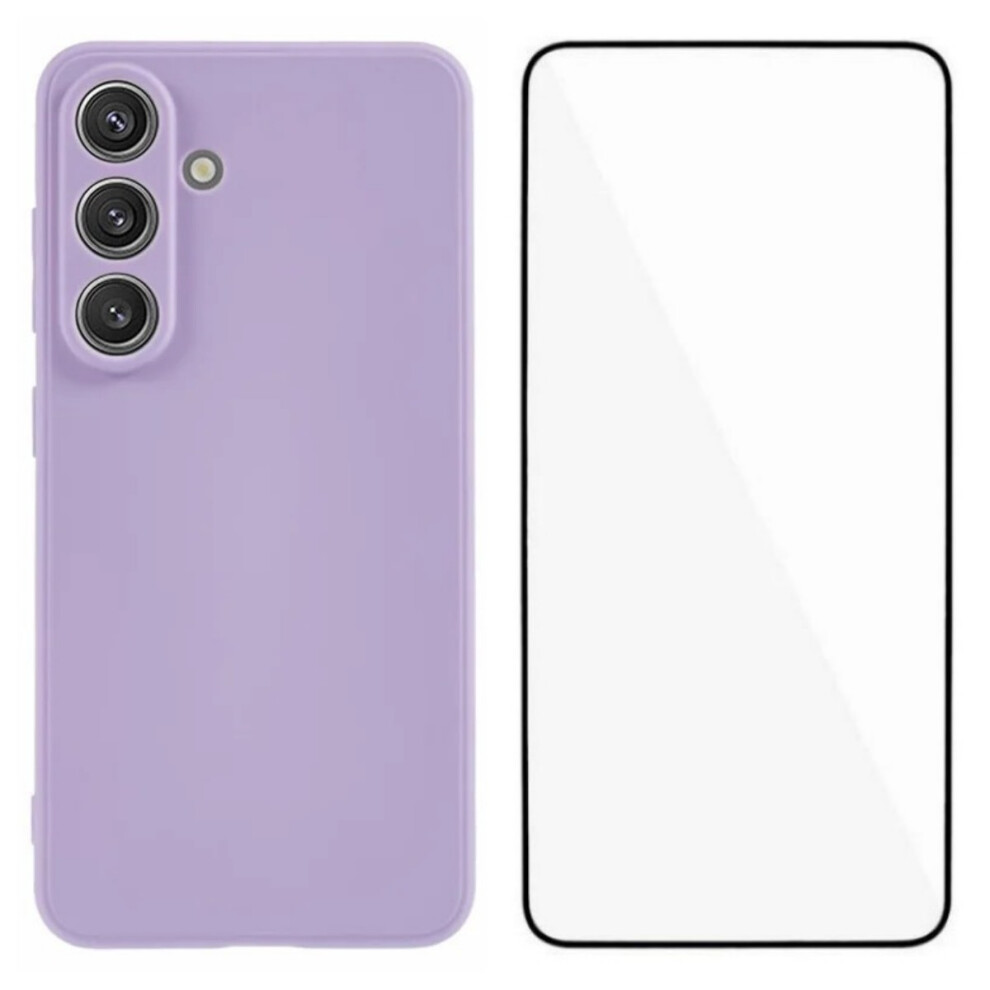 (Purple) Wanlonfeng For Samsung Galaxy S25+ Case Zb Series Precise Cutouts Straight Edge Tpu Phone Cover With Tempered Glass Fil Purple 6914299394877