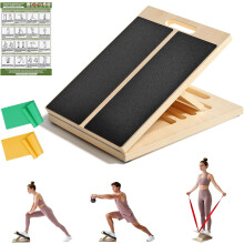 Schuine kuitstrekplank met 2 weerstandsbanden en trainingsschema, maximaal draagvermogen van 136 kg (300 lb). Kuitstrekwig voor been-, knie- en a
