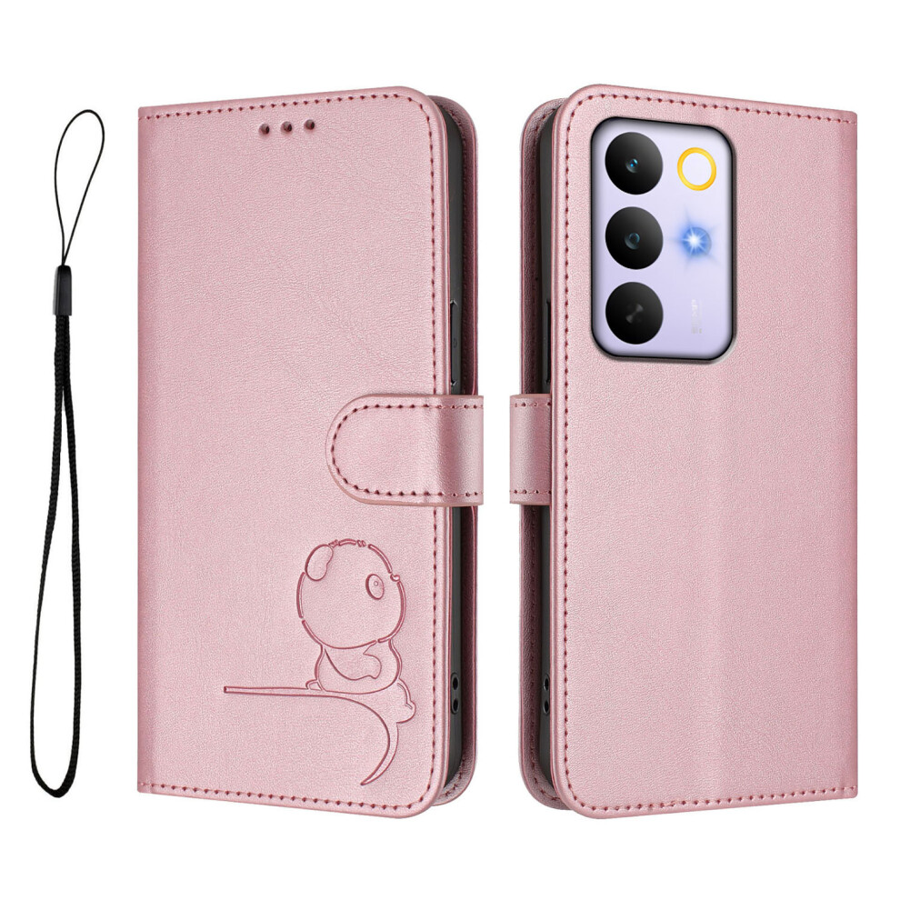 (Pink) For Realme C85 Pro 4G Case Panda Imprint Rfid Blocking Wallet Leather Phone Cover With Wrist Strap Pink 6914296607321
