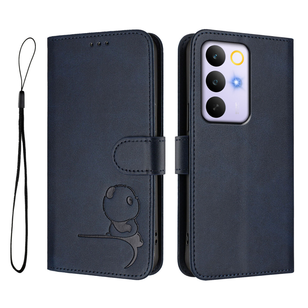 (Blue) For Realme C85 Pro 4G Case Panda Imprint Rfid Blocking Wallet Leather Phone Cover With Wrist Strap Blue 6914298954812