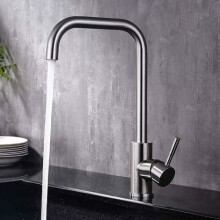 Robinet de cuisine pivotant à 360 en acier inoxydable, compatible avec les éviers simples et doubles, eau chaude et froide, finition anti-traces