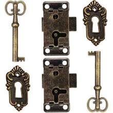 Lot de 2 verrous de porte de meuble antiques avec clé et serrure décorative pour boîte en bois, valise à bijoux, maquillage ou tiroir de meuble a