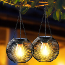 Solar buitenlantaarns, verbeterde solarverlichting voor decoratieve hanglampen voor Halloween en Kerstmis, waterdichte retroverlichting voor tuin