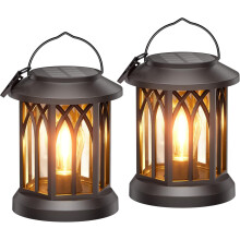 Waterdichte buitenlantaarns op zonne-energie, verbeterde heldere hangende lampen op zonne-energie voor buitengebruik, 2-pack LED-lantaarns op zon