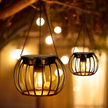 Waterdichte hangende solar lantaarns voor buiten, metalen solar tuinverlichting, decoratieve buitenlantaarns voor terrastafels, mooie verlichting