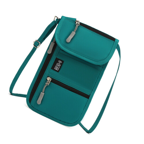 Blocking Passport Holder With Adjustable Crossbody Strap Essential Neck Wallet Green