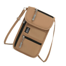 Wear Resistant Travel Wallet Card Holder Crossbody Carry Blocking Neck Wallet Khaki