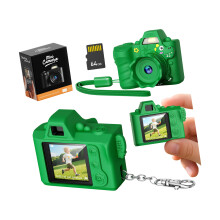 Rechargeable Kids Digital Camera With 64GB Card 64MP Lens Drop Proof Elastomer Case Green