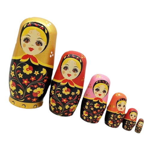 Russian Stacking Doll 6Layer Educational Matryoshka Doll For Kids Hand Skill Gold