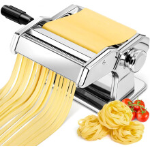 Handmatige pastamachine, 7 instelbare diktes, roestvrijstalen pastamaker met roller en snijder, handaangedreven verse pastamachine voor spaghetti