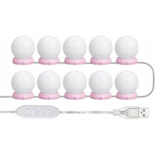 LED-spiegelverlichtingsset, LED-spiegelverlichtingsset met 10 dimbare lampjes, 10 helderheidsniveaus en 3 lichtstanden, USB-spiegelverlichting vo
