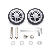 2PCS Plastic Luggage Replacement Wheels Quick Install Design for Business Travel 71 silver