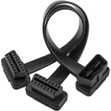 Câble d'extension plat répartiteur OBD-II 16 broches de 0,5 m (1,6 pi) - Adaptateur OBD2 mâle vers double femelle - Câble répartiteur en Y OBDII