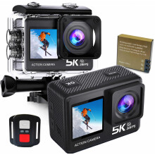 5K Action Camera 50MP WiFi 30M Waterproof with Dual Screen (Black)