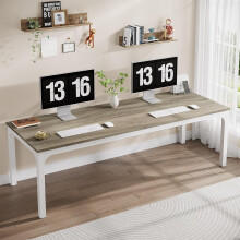 Tribesigns 2-Personen-Home-Office-Schreibtisch, 199,9 cm, extra long Computertisch(Eiche)