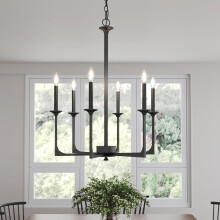 Tribesigns 72cm 6x E14 Schwarzer Metall-Kronleuchter im rustikalen runden Wagenrad-Design