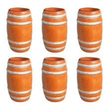 Pack of 6 Wooden Mini Beer Barrels Great for Dollhouses Bar Scene Decoration Silver