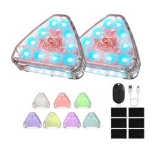 Wireless LED Strobe Light with Remote, High Brightness 7 Colors USB Rechargeable Flashing Lights for Car, Trucks, Motorcycle, Bike, Vehicles(White)