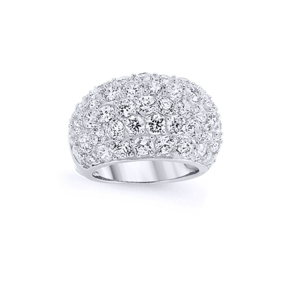 Jewelco London (P) Ladies Sterling Cubic Zirconia Pave Bombay Eternity Ring - Gvr398 Silver