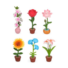 6PCS Realistic Potted Flower Simulation Potted Plant Model For Miniature Garden Set A