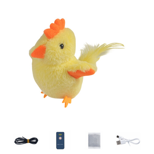Interactive Flapping Bird Cats Teaser Toy Remote Control Chirping Animal for Pet chick