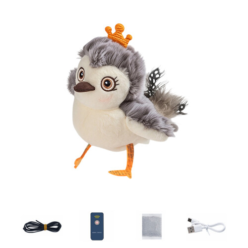 Simulation Flapping Bird Cats Teasing Toy Remote Control Plush Animal Teaser Toy owl