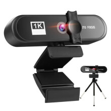1 Set Webcam USB 4K HD-compatible with Privacy Cover, Webcam with Microphone, 360 Degree Rotation Web Cam, Video Calling Computer Camera(Black)