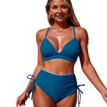 Quick Dry Tankini Set Bathing Suit Fashionable Color Blocking Design for 1peacock blue S