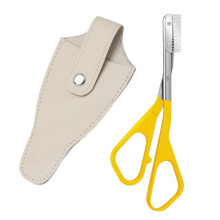 Stainless Steel Eyebrow Cutter Scissors Set with Comb Anti Scratch for Profession Yellow