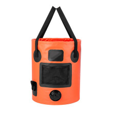 25L Capacity Handheld Bucket Outdoor Travel Water Storage Bag Orange Without mesh bag