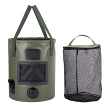 Multipurpose Outdoor Travel Water Storage Bag Handheld Bucket Green Built in mesh pocket